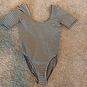 American Apparel. Black/white striped body suit